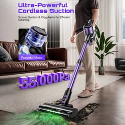 Hutjemutje - steelstofzuiger - draadloze stofzuiger - vacuum cleaner - zonder zak - 500W - krachtig - ideaal voor huisdierenharen & alle vloertypes - paars — thumbnail 5