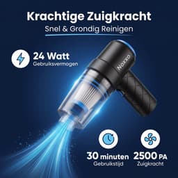 Noxxo® 2-in-1 Mini Stofzuiger & Compressor – Draadloos – HEPA-Filter – 2500 Pa – USB-C Oplaadbaar – Auto, Toetsenbord & Huis – Incl. 3 Opzetstukken — thumbnail 4