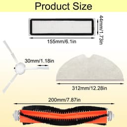 Replacement Parts gescht voor Dreame D9/L10 Pro/D9 Max/D9 Pro/L10 Robot Vacuum Cleaners, Accessories Kit 1 Main Roller Brush, 2 HEPA Filters, 4 Side Brushes, 2 Mop Cloths Pads (9 Pack) — thumbnail 3