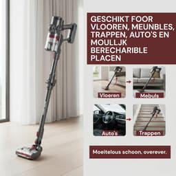 Steelstofzuiger – Draadloze – 45 min Gebruikstijd – 400W – HEPA Filter – LED verlichting zuigmond – Royal Swiss® — thumbnail 3