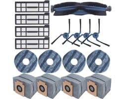 Dolaso Set van 17 vervangende onderdelen voor eufy X10 Pro Omni robotstofzuiger-1 rolborstel-4 zijborstels-4 wasbare filters-4 dweildoeken, accessoires