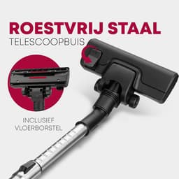 Stofzuiger met Zak - 700 Watt - RVS Telescoopbuis - Microfilter - Wit/Grijs — thumbnail 2