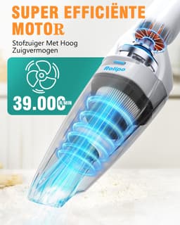 Milunho Kruimeldief Snoerloos 9500Pa – Handstofzuiger voor Auto & Dierenharen – USB-C Oplaadbaar, HEPA Filter, 3 opzetstukken – Krachtige kruimelzuiger — thumbnail 2