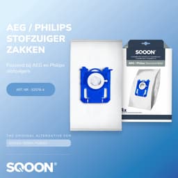 SQOON® Stofzuigerzakken - Geschikt voor AEG (VX8.2 Silence, VX7, VX6, GR201S, GR201M), Philips (3000 Series, Power Go, Performer) en Electrolux (Standard Bag, XXL130, Ergospace) - Hoogwaardige Kwaliteit! - 4 stuks — thumbnail 2