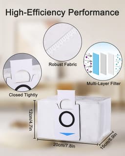 12 Stuks Stofzak Accessoires voor Ecovacs Deebot X1 Omni & X1 e Omni, T20 omni, T20e Omni Zuigstation, Reserve Stofzuigerzakken Compatibel met Ecovacs Deebot, 3.2L Grote Capaciteit Stofzuigerzak. — thumbnail 3
