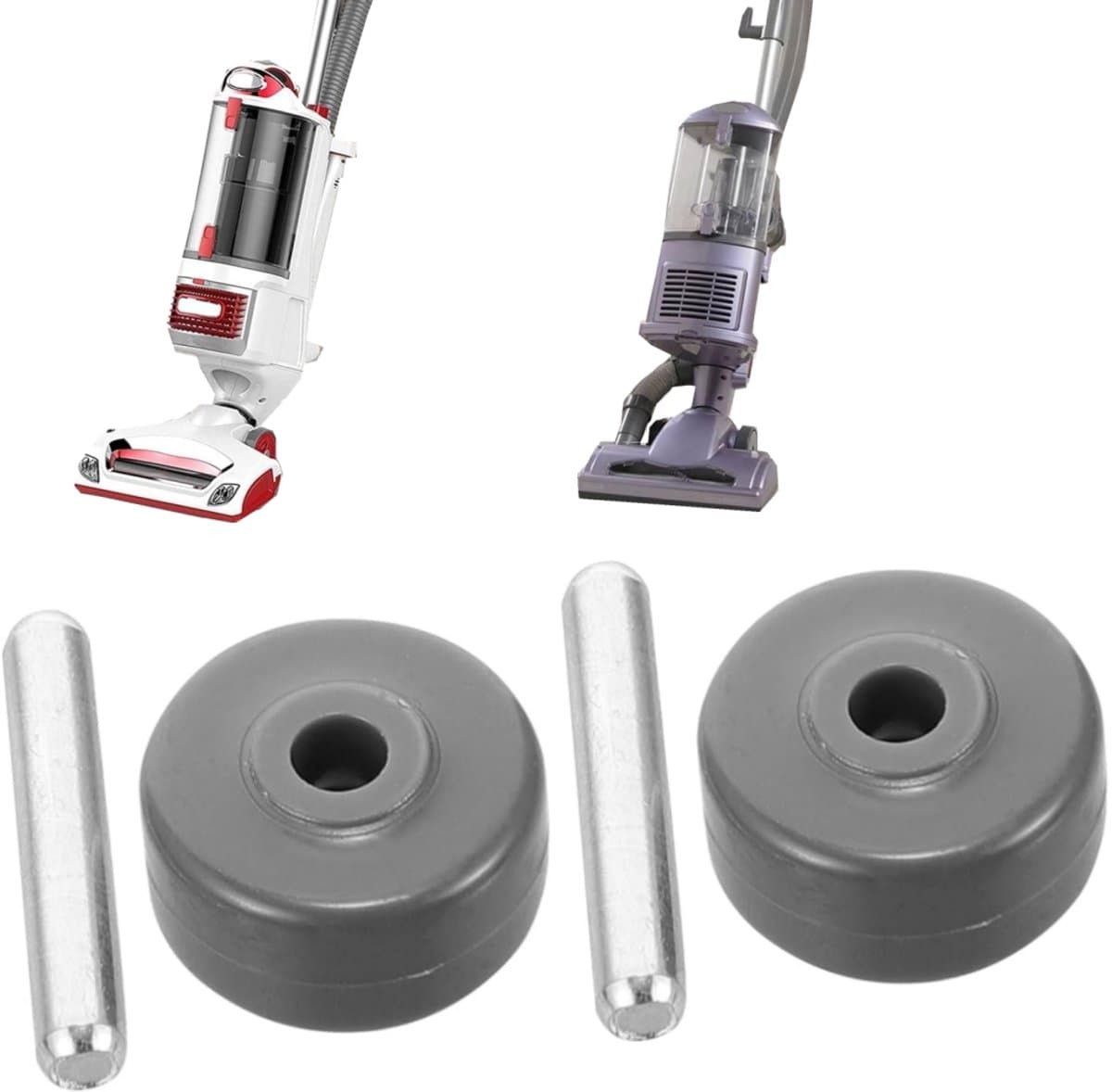 2-delig stofzuigerwielen - mini stoelwielen - stille wieltjes voor stofzuigers - borstelwielen voor stofzuigers - stofzuigerwielas - vervangbare stofzuigeraccessoires - geschikt voor de meeste soorten stofzuigers (1,3*0,7cm - grijs) — afbeelding 1