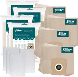 Sillar, Set stofzuigerzakken, papier 20 stuks + 4x inlaatfilters, 2 filterlagen, vervangingsonderdeel, geschikt voor stofzuigers Zelmer Elf Cobra Meteor Odyssey — thumbnail 1