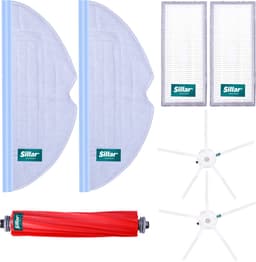Sillar, set 7 accessoires voor stofzuiger, vervangingen, geschikt voor Xiaomi Roborock S7 T7, 2x HEPA-filter, hoofdborstel, 2x zijborstel + 2x microvezelmop, 7 stuks — thumbnail 1