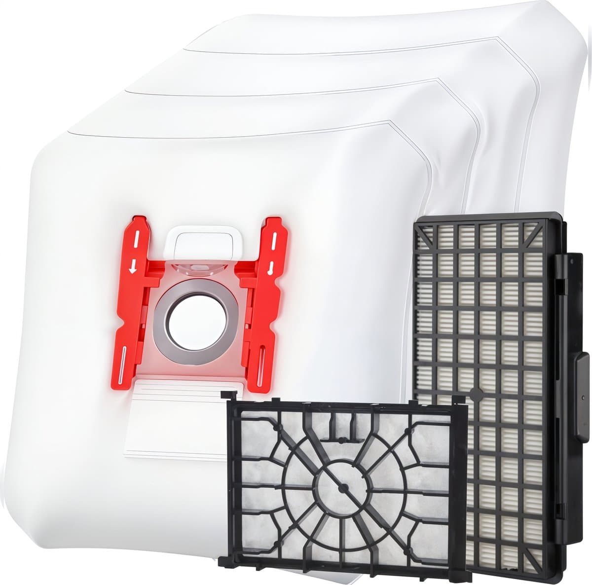 2x Filter en 4x stofzuigerzakken set geschikt voor Bosch Free'e en In'Genius - Vervangt G ALL, BBZ156HF en BBZ02MPF 00579421 00576833 Motor, HEPA filter stofzakken — afbeelding 1