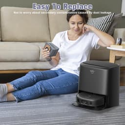 8 stuks stofzakken vervanging + 2 wasbare dweildoeken compatibel met Eufy Clean X8 Pro robotstofzuiger, zelfleeg station, grote capaciteit stofzuigerzakken, stofzuigeraccessoires — thumbnail 3