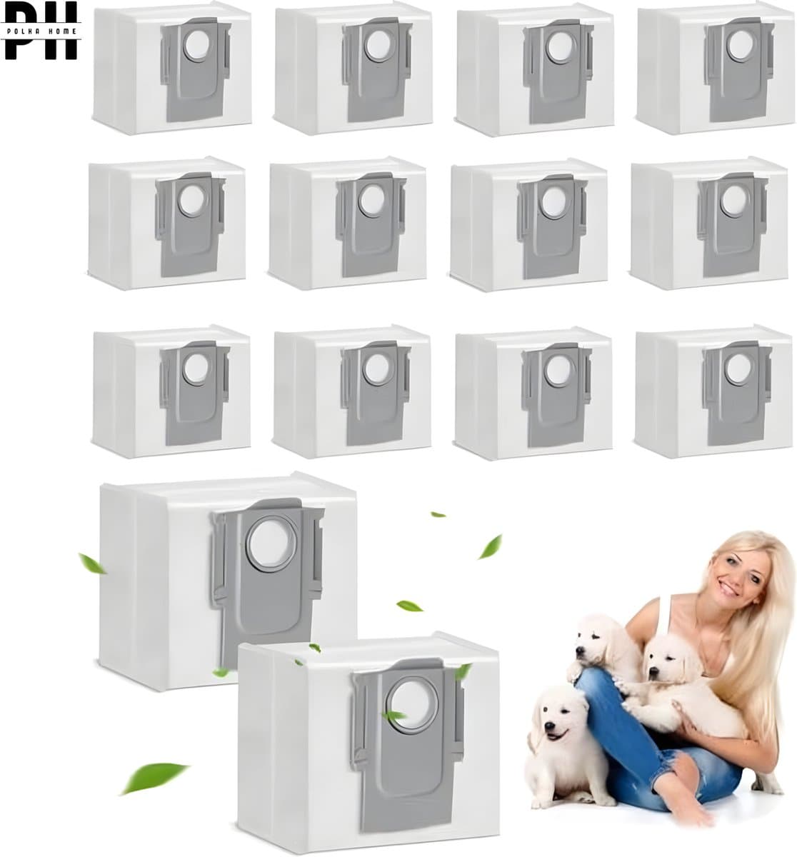 PolkaHome 12 Stofzuigerzakken voor Roborock S8+/S8 Pro Ultra/S7 MaxV Ultra/S7 Pro Ultra/Q7+/Q7 Max+/Q8 Max+/ Q5 Pro+ stofzuiger afzuigstation, stofzak, reserveonderdelen, accessoires voor Roborock — afbeelding 1