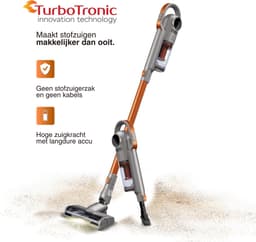 TurboTronic IQ9 Draadloze Steelstofzuiger - Steelstofzuiger zonder zak op accu - Oranje/Zilver — thumbnail 2