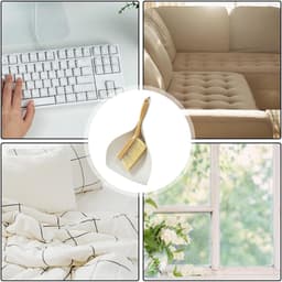 Mini bezem veegschep - Kleine schoonmaakset - Kleine ruimtes reinigen - Houten handvat - Compact formaat - Wit — thumbnail 4
