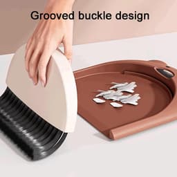 Mini Bezem Stoffer - Handveger Set - Bureau Reinigen - Compact Snap-On Ontwerp - 23.5 x 18 cm - Lichtgrijs — thumbnail 4