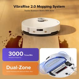 Roborock Q10 S5 Set Robotstofzuiger-10000 Pa Zuigkracht-Dubbele Anti-klitfunctie-VibraRise 2.0-Systeem–8 mm Dweillift–PreciSense LiDAR-navigatie–Obstakelvermijding–APP–Wit-2 Dweilen — thumbnail 4