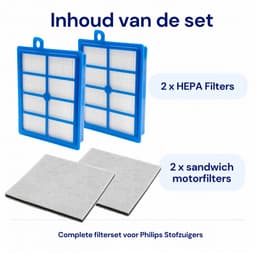 Kleanburg filterset geschikt voor Philips stofzuigers, 2 HEPA filters + 2 motorfilters, 4 delige onderhoudsset, geschikt voor Jewel, Mobilo, Performer, Performer Pro, Specialist, Studio Power en Universe — thumbnail 5