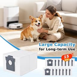 15 stofzuigerzakken compatibel met Dreame L10s Ultra Gen2/Gen3, X30/X40/X50, Aqua10 Ultra – 4-laags filtratie, 99,9% stofopvang, 3,2 liter, wit — thumbnail 2