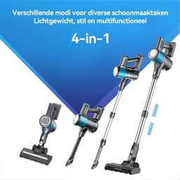 Draadloze Steelstofzuiger 4-in-1 – 18 kPa Zuigkracht – Tot 40 Min Gebruiksduur – LED-Display & LED-Verlichting – Voor Dierenhaar — thumbnail 3