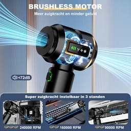 Handstofzuiger 4-in-1 met LCD Display - Draadloos - 28000PA - Oplaadbaar - Voor Auto en Huis — thumbnail 4