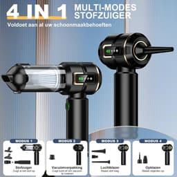 Handstofzuiger 4-in-1 met LCD Display - Draadloos - 28000PA - Oplaadbaar - Voor Auto en Huis — thumbnail 2