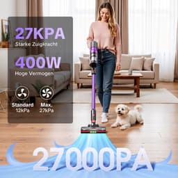 Lubluelu X1000 Draagbare staafstofzuiger Steelstofzuiger met stofopvangstation van 2,5L – 60Kpa Automatisch ledigingsstation - 50 Min Gebruikstijd - Anti-klit Borstel - met Stofzak HEPA - filter - LED-koplampen — thumbnail 3
