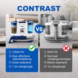 Tapijtreiniger / Vlekkenreiniger / Bekledingsreiniger – Elektrische Carpet Cleaner met 5m Snoer–2-in-1 Spray & Zuig – Incl. Brede Zuigmond, Smalle Zuigmond & 1,3m Flexibele Slang – Voor Tapijt, Bekleding, Auto, Trap & Bank–Krachtige Vlekverwijderaar — thumbnail 5