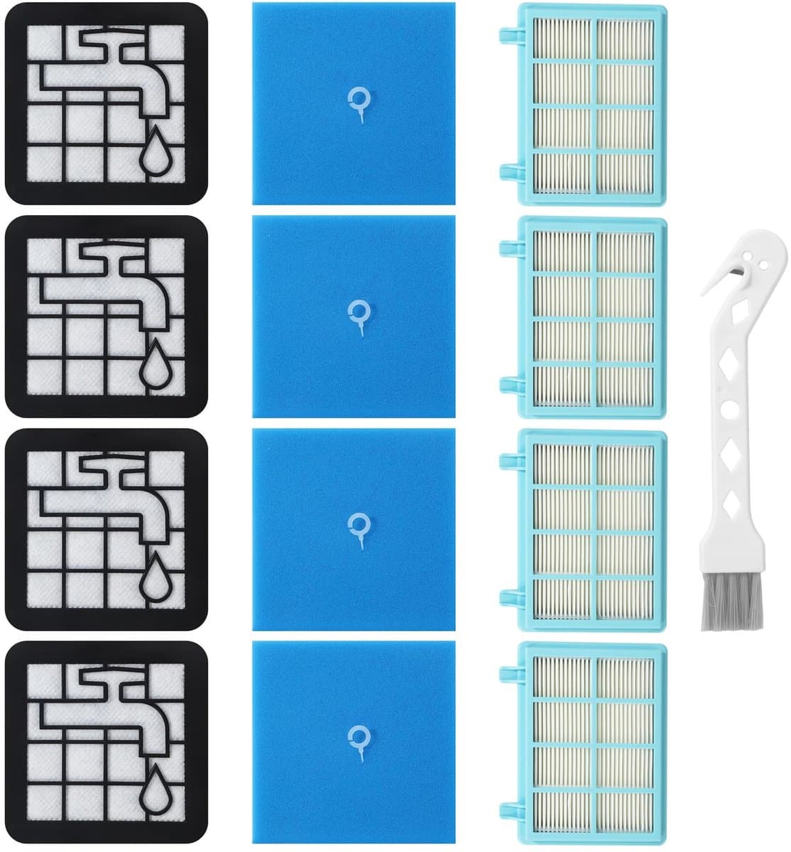 Dailygoods- Vacuümfilter 4 Stuks - Stofzuigerfilter Philips - Filterset voor PowerPro Compact/City/Active - Inclusief Reinigingsborstel - Compatibel met FC9331/09, FC9332/09, FC8010 — afbeelding 1