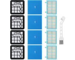 Dailygoods- Vacuümfilter 4 Stuks - Stofzuigerfilter Philips - Filterset voor PowerPro Compact/City/Active - Inclusief Reinigingsborstel - Compatibel met FC9331/09, FC9332/09, FC8010