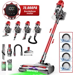 Hiaonyx steelstofzuiger - 9-in-1 steelstofzuiger draadloos - 75000pa - Met dierenborstel - LED Groene Stofdetectielamp - Geschikt voor Tapijten - Harde Vloeren en Dierenharen - 2-liter stofopvangbox - Goudkleurig — thumbnail 2