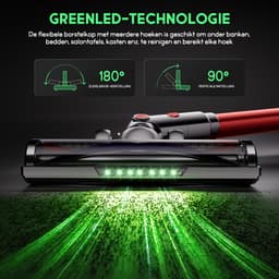 Hiaonyx steelstofzuiger - 9-in-1 steelstofzuiger draadloos - 75000pa - Met dierenborstel - LED Groene Stofdetectielamp - Geschikt voor Tapijten - Harde Vloeren en Dierenharen - 2-liter stofopvangbox - Goudkleurig — thumbnail 4