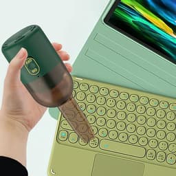 KZQ Draadloze mini bureaustofzuiger met USB opladen - Draagbare kruimelverwijderaar voor bureau en toetsenbord - Transparant ontwerp met draaibare borstel - Groen — thumbnail 2