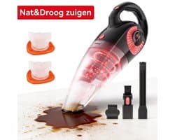 Moosoo Kruimeldief Snoerloos - Autostofzuiger - Nat&Droog - kruimelzuiger Sterke zuigkracht 8500PA met opzetstukken - schoonmaken zonder veel lawaai - M4 - Rood