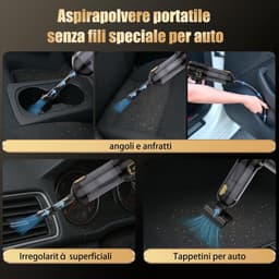 Zilverpaarse compacte draadloze handstofzuiger voor auto met sterke 16000Pa zuigkracht, oplaadbaar draagbaar reinigingsapparaat voor het schoonmaken van nauwe plekken in auto, thuis en kantoor — thumbnail 2