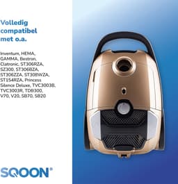 SQOON® Serviceset stofzuigerzakken + filter geschikt voor o.a. Inventum ST306 / ST307 / ST308 stofzuigers - Gelijk aan model: SZ300 / 21200900120 / 21200900010 - Perfect voor optimale stofopname en motorbescherming — thumbnail 3