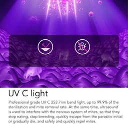 SnelShoppen - Draadloze Handstofzuiger voor Bed en Sofa, Lichtgewicht en Oplaadbaar, Met UV-C Licht voor Diepe Reiniging van Matras, Kussen en Meubels — thumbnail 2