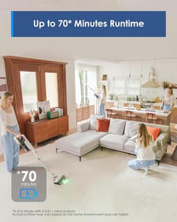 Steelstofzuiger draadloos met HEPA filter krachtige zuigkracht flexibele buis 70 min accuduur voor harde vloeren en tapijt 1L stofreservoir — thumbnail 3
