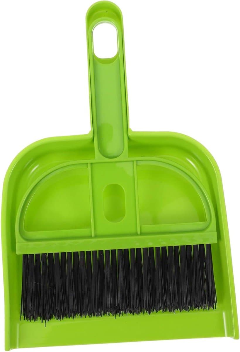 Mini Bezem Stoffer Set - Handveger Blik - Precisie Reiniging - Geïntegreerde Opbergruimte - 18.50x12.50x2.50cm - Groen — afbeelding 1