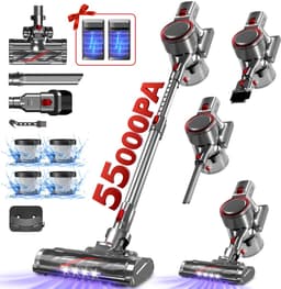 Hiazurm Steelstofzuiger Draadloos - 55000 Pa - LED-display - 55min Gebruikstijd - 2 accu's - 1,8L - 8-in-1 - 4 HEPA-filters - voor tapijt & harde vloeren - Zilver — thumbnail 1