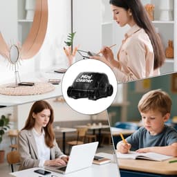 Mini plumeau - Bureaustofzuiger - Bureau schoonmaken - Compact en draagbaar - Handformaat - Zwart — thumbnail 4