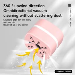 Desktop Stofzuiger - Mini Cleaner - Bureau Opruimen - Draadloos Oplaadbaar - 2 Stuks - Wit Roze — thumbnail 3
