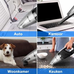 Autostofzuiger Draadloze Kruimeldief voor Auto en Thuis Handstofzuiger – Auto-accessoires – Met 5-delige Opzetstukkenset & USB – Krachtig, Nat en Droog & Draagbaar - ABS - Zwart - R-6053 — thumbnail 3
