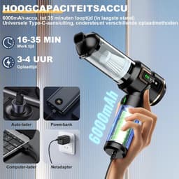 Auto Kruimeldief Draadloos 4-in-1 – 28000Pa Handstofzuiger met LCD Display, HEPA Filter, USB-C Oplaadbaar, 6000mAh Accu — thumbnail 3