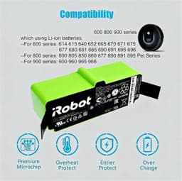Stofzuigeraccu - Vervangende Batterij - Huishoudelijke Reiniging - Hoge Capaciteit - 6500 mAh - Zwart — thumbnail 4