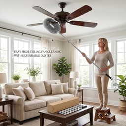 Plafondventilatorreiniger - Ventilatorstofdoek - Huis Reinigen - Uitschuifbare steel - Tot 140 cm - Grijs — thumbnail 4