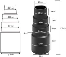 Dailygoods - Set van 2 universele stofzuiger aansluitadapters - 21-35 mm voor stofzuigers — thumbnail 3