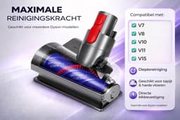 Leba Anti Klit Borstel Geschikt Voor Dyson Steelstofzuiger V15, V11, V10, V8 & V7 - Mini Turbo Zuigmond - Matrasborstel - Opzetstuk - Stofzuigermondstuk - Mondstuk - Stofzuigeraccessoires — thumbnail 2