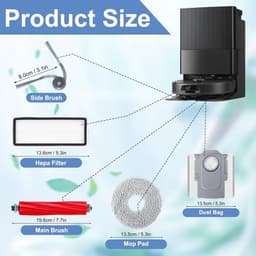 Accessoiresset - 26-delige - Geschikt voor Roborock QV 35A/QV 35S/Q Revo L Robotstofzuiger - 2 Hoofdborstel, 6 Zijborstels, 4 HEPA-filters, 6 Dweilpads, 6 Stofzakken, 1 Reinigingsborstel, 1 Schroevendraaier — thumbnail 2
