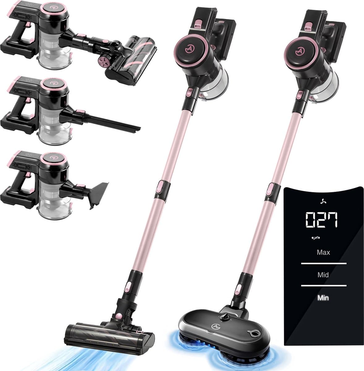 AG4200+ Steelstofzuiger Draadloos – Met Dweilfunctie 2 in 1 – Rose Gold – Krachtige Stofzuiger Zonder Zak – Geschikt voor Dierenharen – Compact & Lichtgewicht Kruimeldief — afbeelding 1