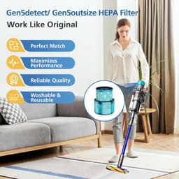 Geschikt voor Vervangend Gen5-filter voor Dyson Gen5detect | Gen5detect Absolute SV23, Dyson Gen5outsize | Gen5outsize Absolute draadloze stofzuiger SV24, filter voor draadloze Gen5-steelstofzuigers, 2-pack-Belle's product — thumbnail 2