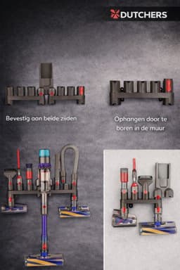 Dutchers® Ophangsysteem geschikt voor de Dyson V7, V8, V11, V12, V15 Gen 5 modellen - Wandhouder stofzuiger - Muurbeugel - Onderdelen Steelstofzuiger - Wall mount - Stofzuigeraccessoires - Docking station stofzuiger - Ruimtebesparend en stijlvol — thumbnail 5